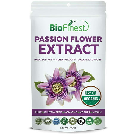 Biofinest Passion Flower Extract Powder 900mg - USDA Certified Organic Gluten-Free Non-GMO Kosher Vegan Friendly - Supplement for Calming, Memory Health, Digestive Support, Mood Enhancement