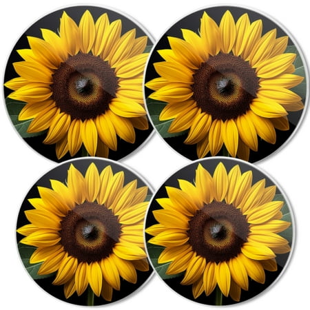 

Gas Stove Burner Cover White Electric Stove Top Protector Easy to Clean Close - Up Of Sunflower Against A Black Background