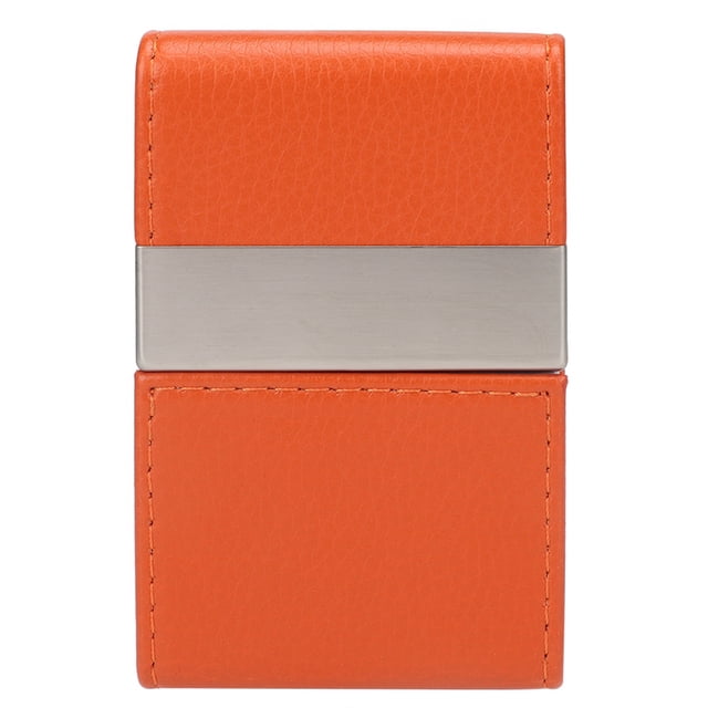 Estuche para tarjetas de visita de acero inoxidable Nikou, doble apertura, color naranja