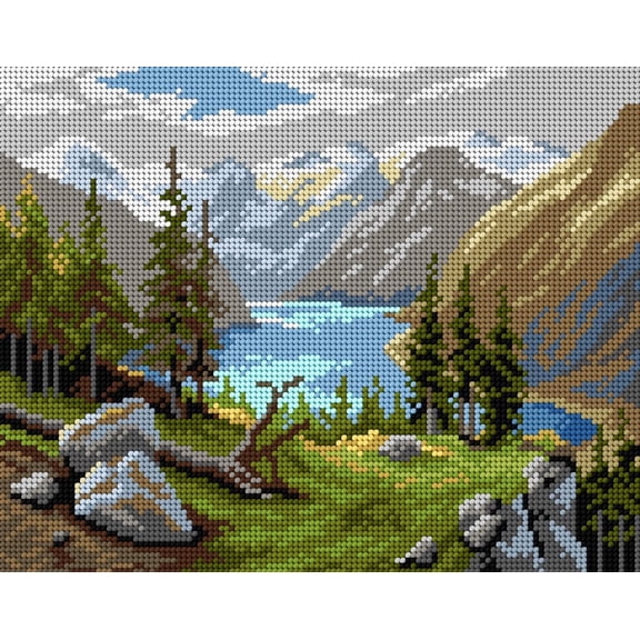 Gobelin canvas for halfstitch without yarn after Georg Jannus - Lake Hallstatt 3315H