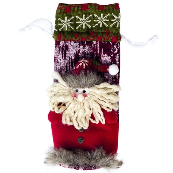 Coxeer Vêtements de Bouteille de Noël en Coton Bonhomme de Neige Père Noël Bouteille Chandail Couverture de Bouteille de Vin