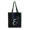 Black-Letter-e(1 Piece), variant on Black Monogram Letter A-Z Canvas Tote Bag With Zipper Pocket