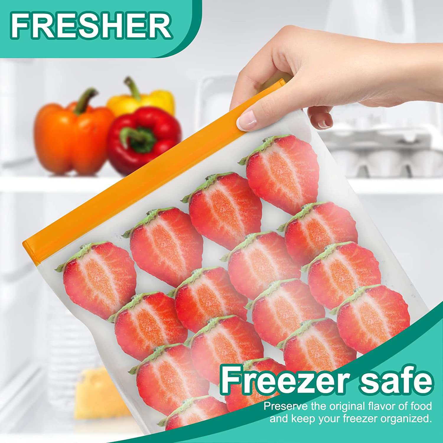 Reusable Gallon Freezer Bags 6 Packs Reusable Freezer Bags Seal & Leak Proof, BPA Free, Food Grade Peva Reusable Freezer Bags for Marinate Meats