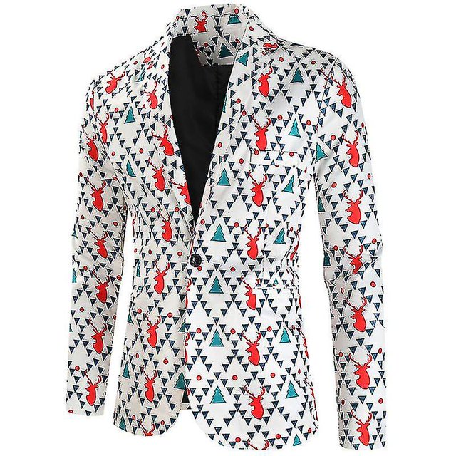 Chaquetas navideñas para hombre, chaqueta informal de traje navideño con un botón