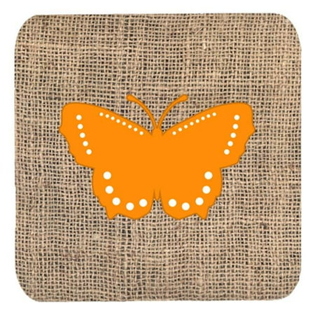 

Butterfly Burlap And Orange Foam Coasters - Set 4 3.5 x 3.5 In.