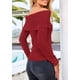 thumbnail image 2 of Suéter PRETTYGARDEN Mujer Hombros Descubiertos Tejido Acanalado Rojo Óxido Talle L, 2 of 8