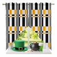 thumbnail image 2 of Swag Curtains Valances for Windows, Yellow Black Squares Short Kitchen Window Curtains Over Sink, Abstract Geometric Art Cafe Curtains Panel Set Of 2,Rod Pocket, 63 Inches Length, 2 of 9