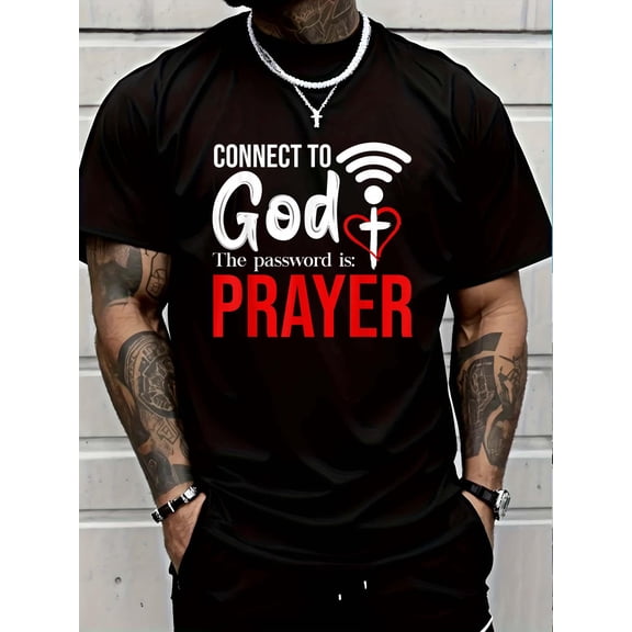 100% Cotton Connect To God The Password Is Prayer Christian Wifi God T-Shirt Graphic T-shirts for men and women