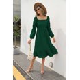 thumbnail image 1 of Cismea Cuello Cuadrado Mangas Abullonadas Dobladillo de Gasa Vestido Largo Casual(Verde) Cismea Falda larga, 1 of 5