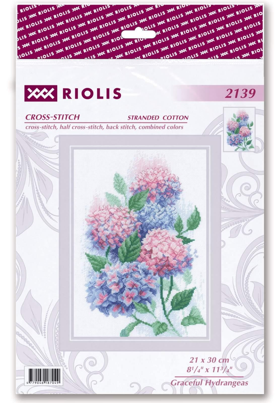 RIOLIS Counted Cross Stitch Kit 8.25"X11.75"-Graceful Hydrangeas