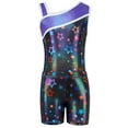 thumbnail image 3 of Gymnastics Leotards for Girls,Kids Glitter Stars Dance Unitards Biketards with Shorts,Y-Neck, 3 of 7