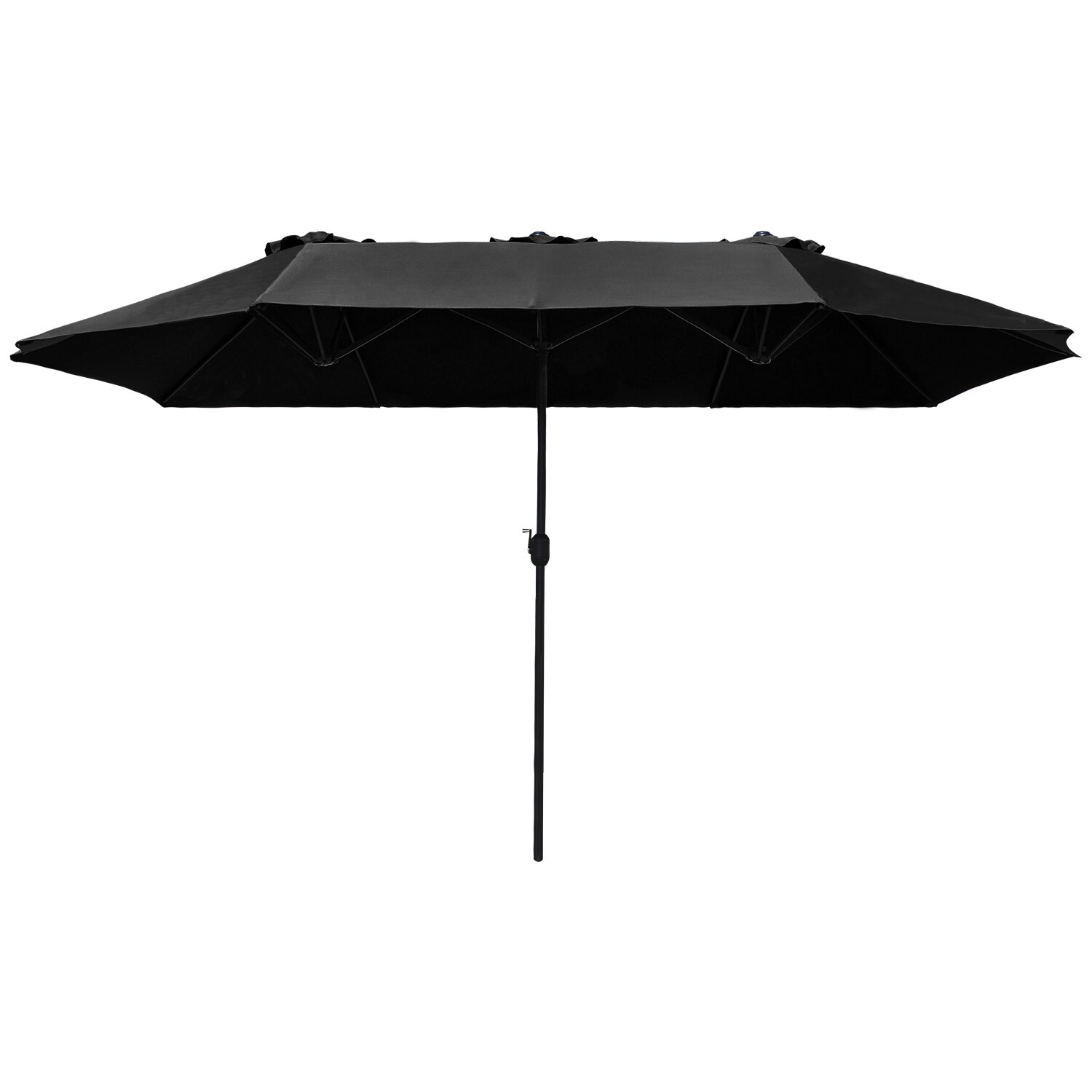 Lacoo 15 Ft Black Patio Double Sided Outdoor Twin Table Umbrella Rectangular Large Market Umbrella with Crank for Patio Shade Outside Deck or Pool