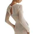 thumbnail image 3 of xiaxaixu Robe à Manches Longues pour Femmes, Tricotée, Découpes, Transparente, Longue, Robe de Soirée pour Plage, Boîte de Nuit, Mode Urbaine, 3 of 9