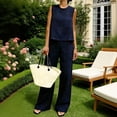 thumbnail image 2 of Comfy Sets for Women Clothing Crew Neck Tank Top and Wide Leg Pants Summer Loungewear 2 Piece Travel Outfits, 2 of 8