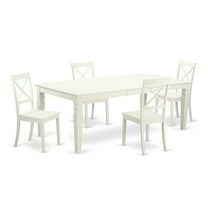 East West Furniture  Modern Table Set- A Rectangle Wooden Table and Kitchen Dining Chairs, Linen White- (Pieces Options) LGBO5-LWH-W 4