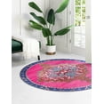 thumbnail image 4 of Unique Loom Timeless Collection Area Rug - Thomas (5' Round Fuchsia/Blue), 4 of 12