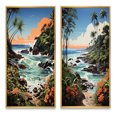 thumbnail image 2 of Designart "Tropical Paradise by the Coast II" Coastal Tropical Framed Wall Art Set Of 2 - Multi-Color Beach Framed Canvas Set For Living Room Decor, 2 of 6
