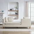 thumbnail image 3 of Beige Chenille Chaise Lounge, 77.95" Wide Modern Sleeper Sofa Couch w/ Pillows, Rubberwood Legs for Living Room/Bedroom. Comfortable &amp; Stylish!, 3 of 14