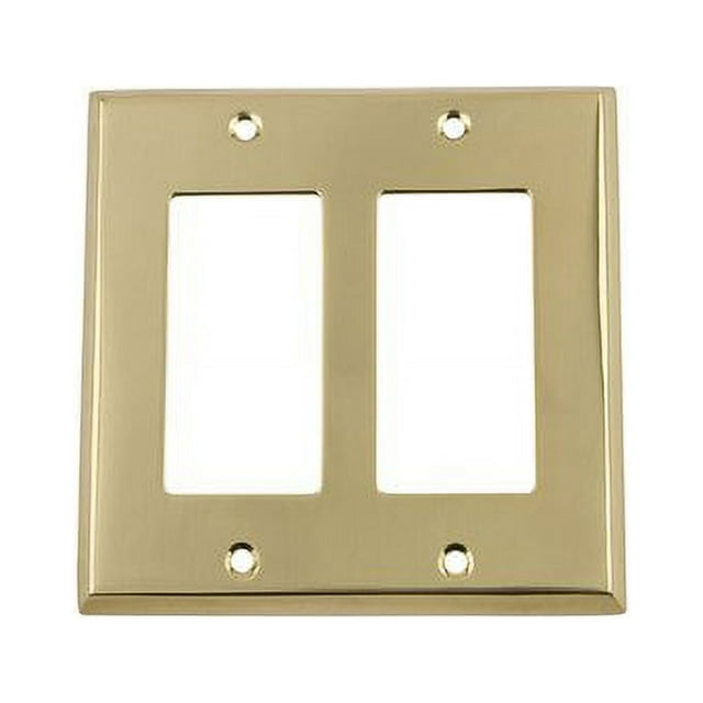 Nostalgic Warehouse 720062 New York Switch Plate with Double Rocker, Unlacquered Brass