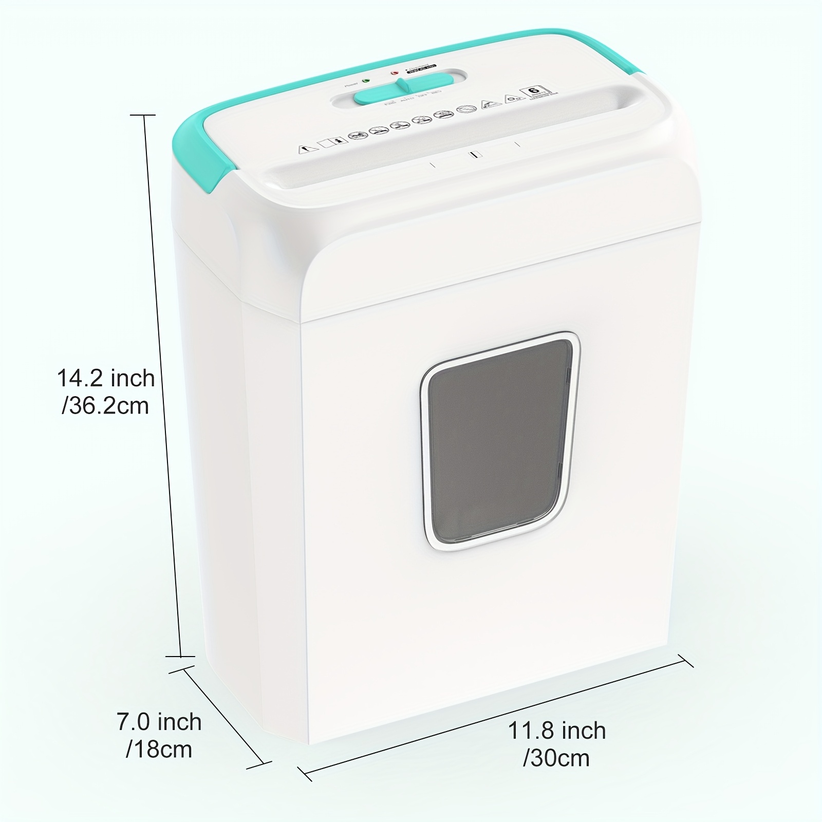 Manual Cross-Cut Paper Shredder for Home Office, 6-Sheet Capacity, Shreds Credit Cards, Staples & Clips, 3.4-Gallon Bin, White & Teal Design, 110-130V US Plug