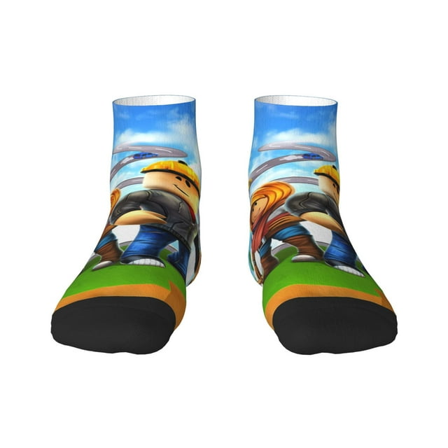Zufioo Roblox Print 30cm Adult Socks, Contrast Color Straight Socks Sports Socks - Moisture Wicking, High Elasticity, Unisex