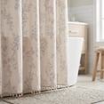 thumbnail image 3 of REGALWOVEN Faux Linen Shower Curtain, Leaf Print Bath Shower Curtain Sets with Hooks Grey 71"W x 71"L, 3 of 5