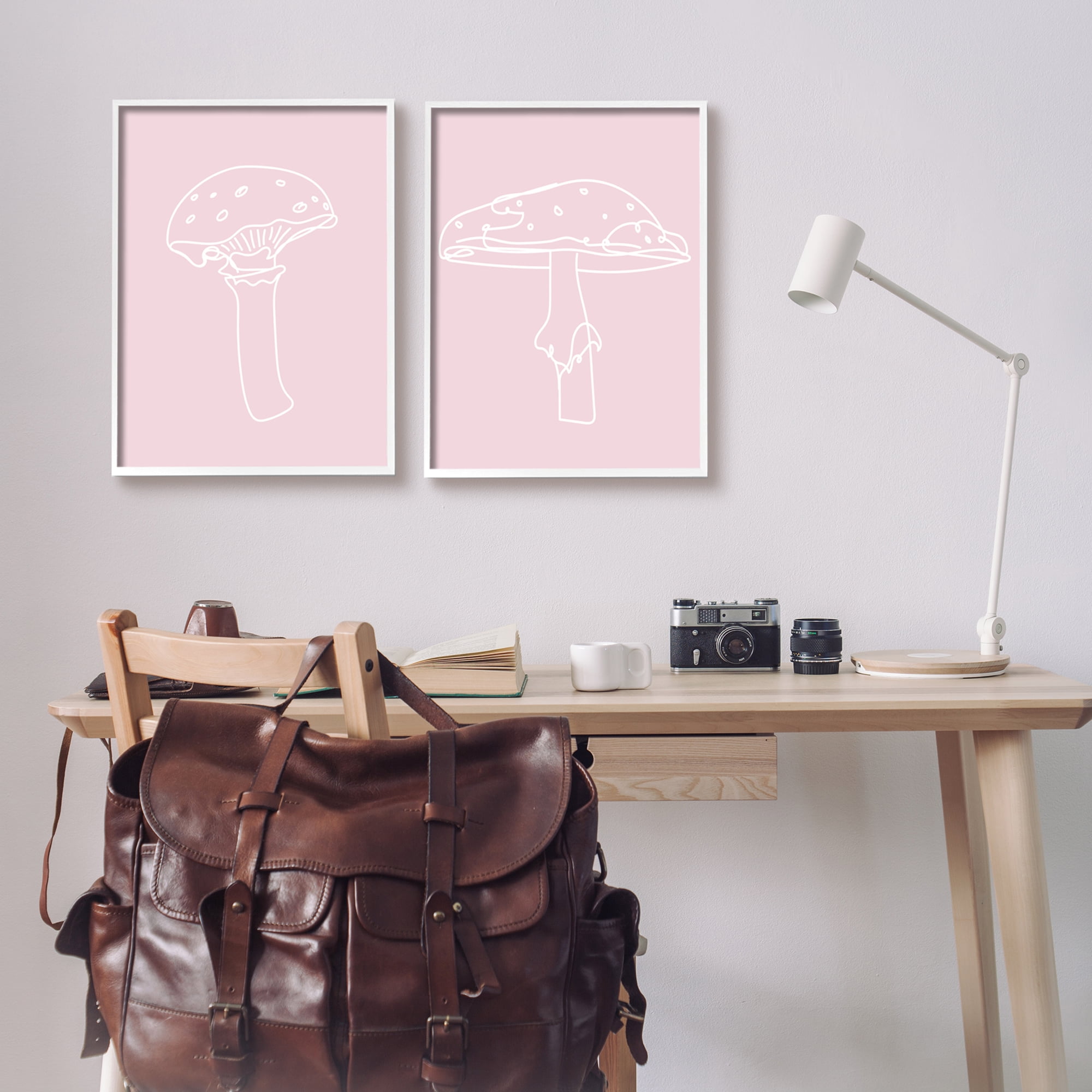 Stupell Industries Pastel Mushroom Doodles Botanical & Floral Painting White Framed Art Print Wall Art, 16 x 20, Set of 2