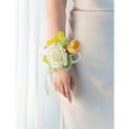thumbnail image 4 of Holzlrgus Set of 2 Wrist Corsage Wristlet for Wedding Bridesmaid Mother Grandmother for Bridal Shower Wedding Artificial Roses Flower Prom (Light Yellow), 4 of 5
