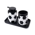 thumbnail image 1 of Décor Living Football Set de Accesorios para Baño de 3 Piezas para Organización y Decoración, Resina, Negro Mate, 1 of 7