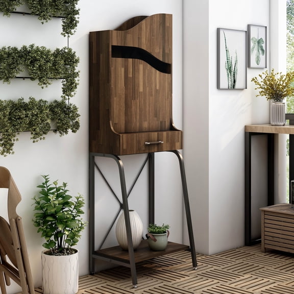 Athlone 1-Drawer Wood Light Hickory Mini Bar with Door