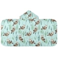 thumbnail image 5 of Yayeee Kids Hooded Towel with Hand Pockets Beach Soft Absorbent Bath Wrap 50 x 23.5 inch, Green Otters Pattern, 5 of 5