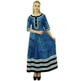 thumbnail image 3 of Phagun Women Blue Anarkali Printed Kurti Ladies Cotton Indian Casual Clothing-12, 3 of 7