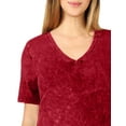 thumbnail image 4 of J. METHOD Women’s Mineral Wash Short Sleeve V-Neck Comfy T Shirts Casual Hip Length Top NEWT398 Cabernet XL, 4 of 5