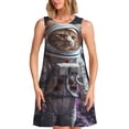 thumbnail image 1 of Balery Cat Astronaut In Space Vestidos de verano para mujer con estampado: vestido holgado sin mangas, vestido playero informal y cómodo para días calurosos., 1 of 7
