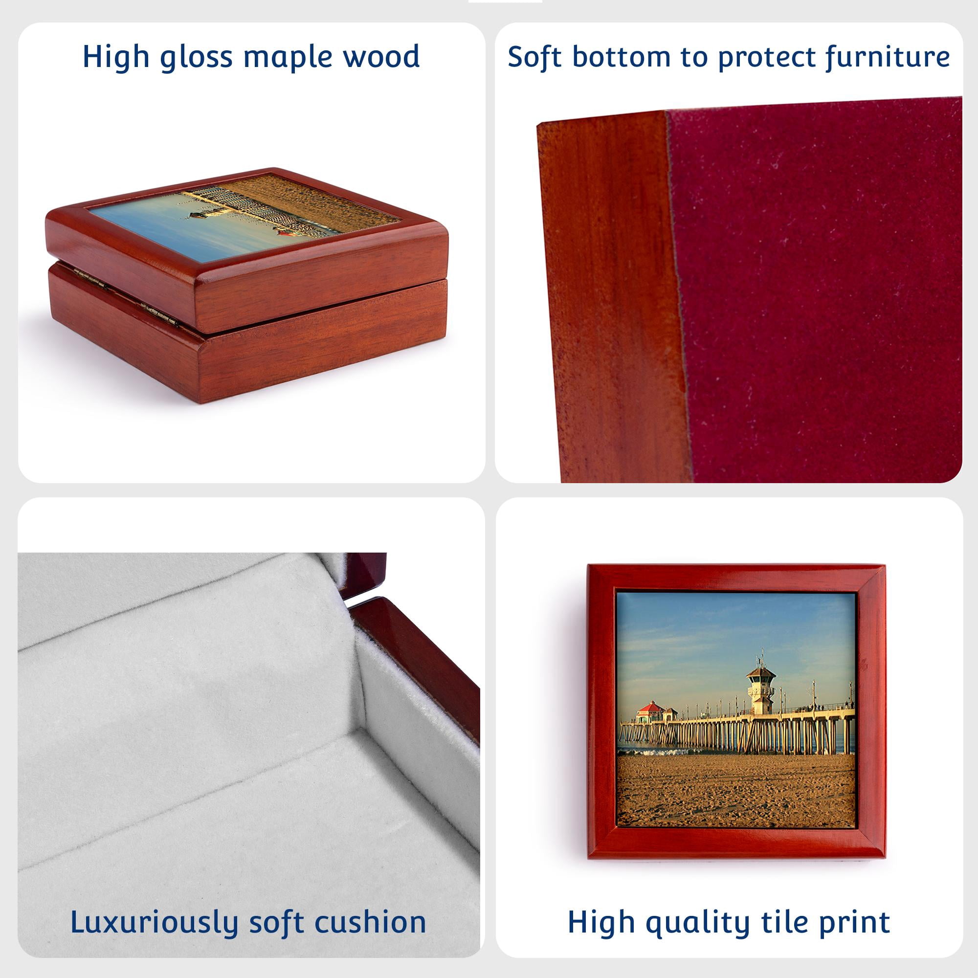 3dRose, Huntington Beach Pier, Jewelry Box 5.5x5.5 inch with 4 inch tile