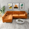thumbnail image 2 of Pemberly Row Mid-Century L-Shaped Velvet left-facing Sectional in Orange, 2 of 6
