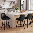 thumbnail image 3 of Zesthouse Swivel Bar Stools Set of 3, 25.6″ Faux Leather Counter Height Barstool with Backs, Upholstered Counter Stools, Modern Kitchen Chairs with Metal Legs, Black, 3 of 11