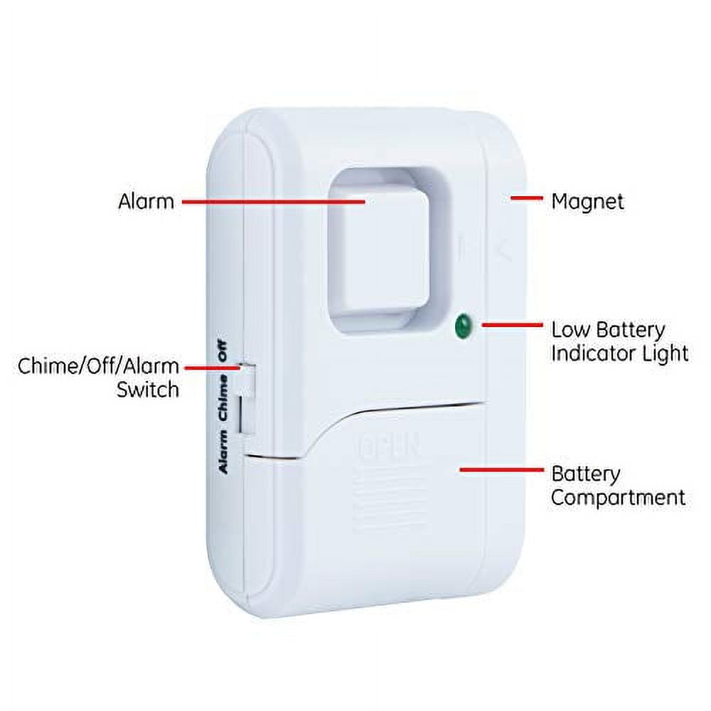GE Personal Security Window/Door, 12-Pack, Magnetic Sensor, Off/Chime/Alarm, Easy Installation, 45989, White