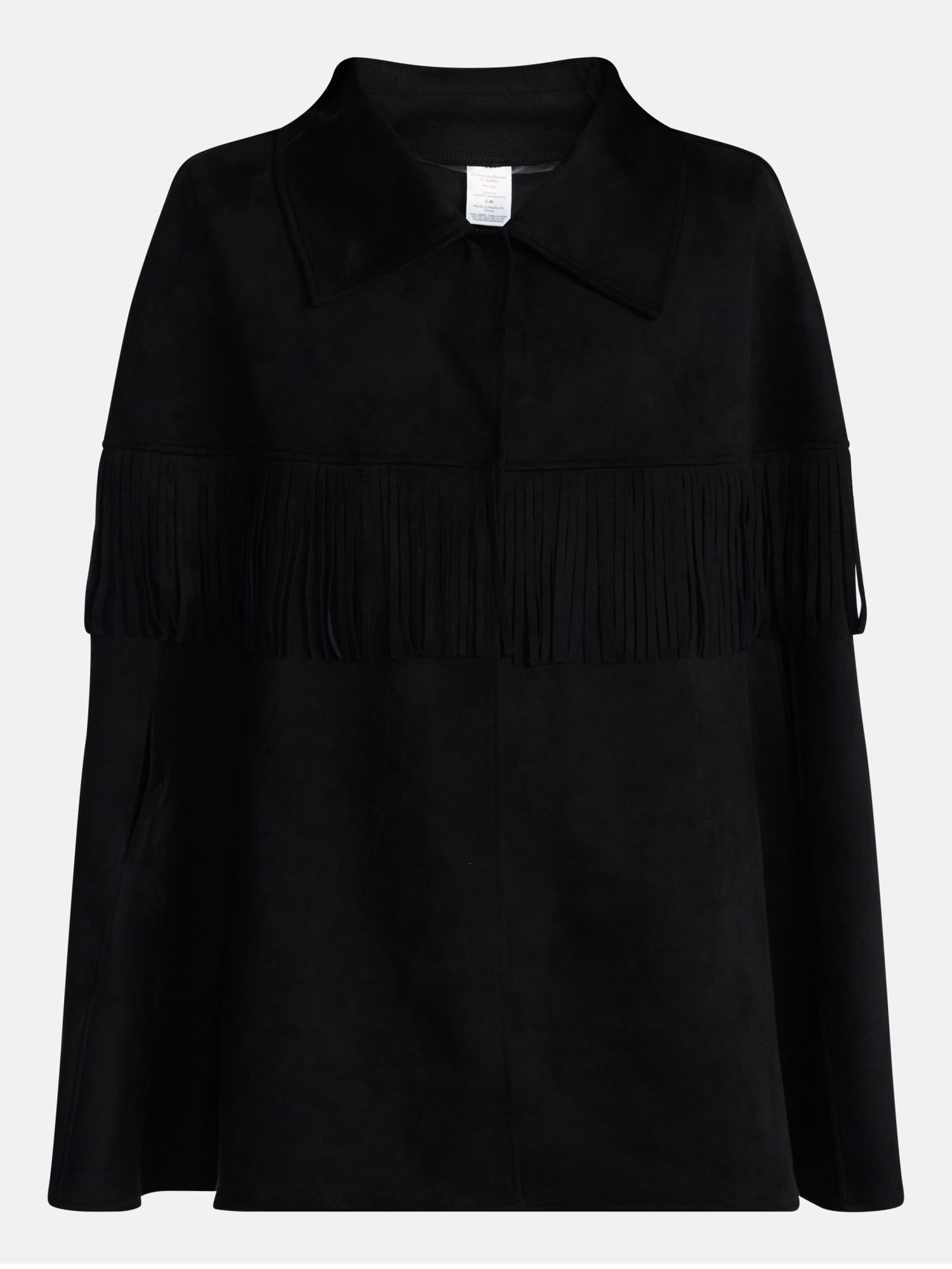 Scenario Women's Faux Suede Fringe Cape, Midweight, Sizes S-3XL