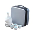 thumbnail image 3 of Juego de sake de cerámica con decantador de vino más cálido con bolsa de viaje, vasos clásicos, kits de vasos de cerámica antiguos para restaurante, 3 of 8