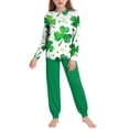 thumbnail image 5 of Girls Boys St. Patrick's Day Outfits 2PC Comfy Casual Print Long Sleeve Pullover Tops with Pants Sets Green 11 7-8 Years, 5 of 8
