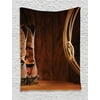 Western Decor Tapestry, American Style Cowboy Wild West Culture Equestrian Sports Team Roping Barn, Wall Hanging for Bedroom Living Room Dorm Decor, 60W X 80L Inches, Umber Brown, by Ambesonne