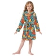 thumbnail image 6 of FORMRS Niños Bathrobe Unisex Hooded Robe Soft Plush Pajamas Sleepwear, Size 7-9T, Blooming Flowers, 6 of 7