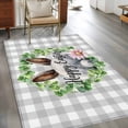 thumbnail image 3 of Grey Easter 3'x5' Washable Rug, Spring Watercolor Bunny Flower Leaf Plaid Non-Slip Area Rugs for Entryway Kitchen Classroom, StainResistant Dorm Throw Carpet, Low Pile Soft Indoor Floor Mat, 3 of 9