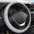 thumbnail image 4 of Uemuo Blue Flax Flowers Printed Car Elastic Steering Wheel Cover - Universal Car Accessory for Diverse Cars Anti-Slip, and Comfortable- 15", 4 of 8