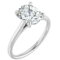 Oval Lab Grown Diamond Engagement Ring 2 Carat Solitaire 14k Gold