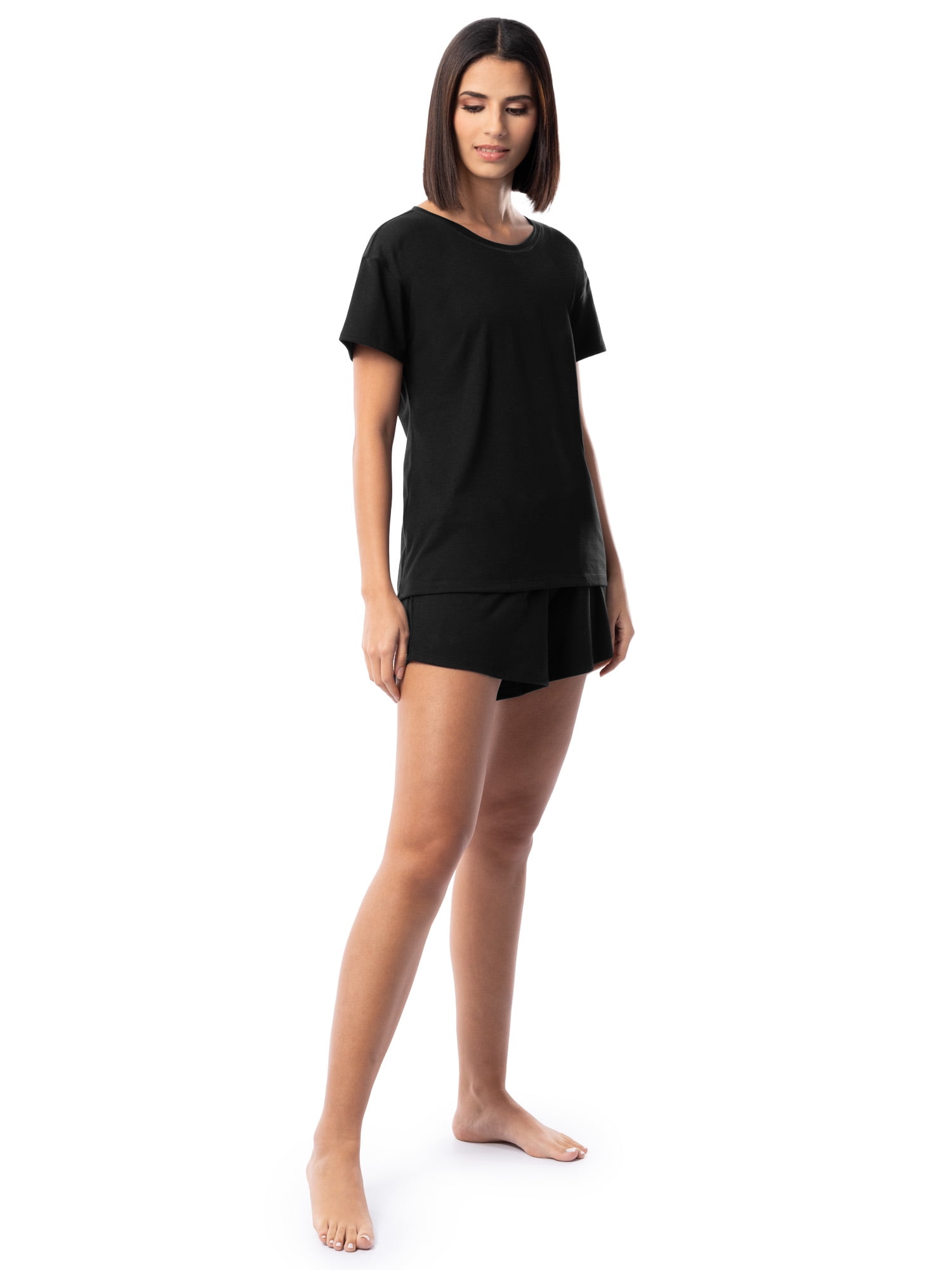 Fruit of the Loom Women's Soft and Breathable Short Sleeve Crew Top & Pajama Short Set, Sizes S-4X