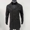 thumbnail image 4 of Mrmaere Men's Long Peacoat Double-Breasted Contrast Lapel Stylish Outerwear for Formal & Edgy Black M, 4 of 6