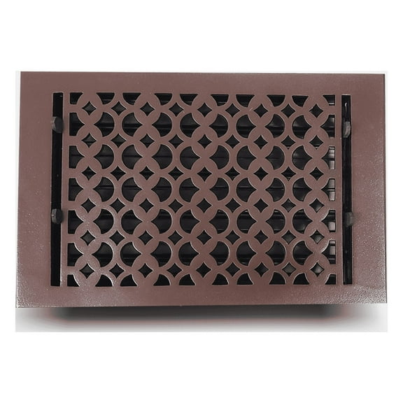 Cast Aluminum Floor Register with Holes and Matching Screws | Modern Design Heavy Duty Cast Aluminum | Size 8" X 14" VR-100 | Brown