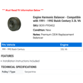 thumbnail image 2 of Engine Harmonic Balancer - Compatible with 1991 - 1992 Buick Century 3.3L V6, 2 of 2